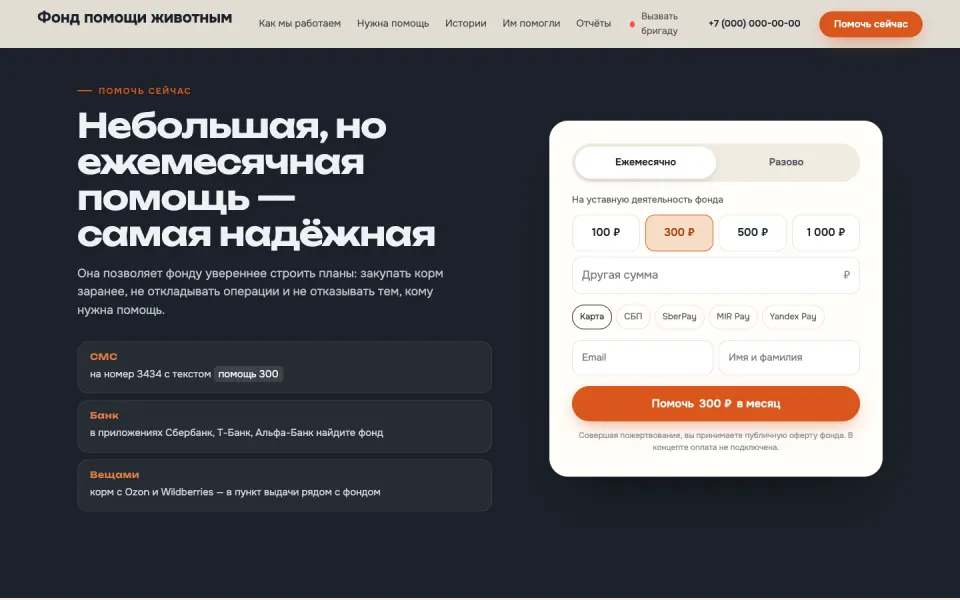 Фонд помощи животным: Небольшая, но ежемесячная помощь — самая надёжная